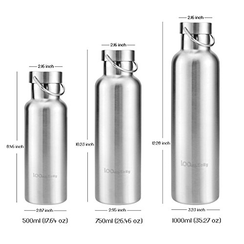 Trinkflasche Edelstahl mit Bambus Kappe (2 Trinkverschlüsse) – iParaAiluRy BPA freie Thermosflaschen 500/750/1000ml – Vakuumisolierte Doppelwandig Edelstahlflasche für Outdoor, Büro, Camping, Sport – Flasche Edelstahl - 4