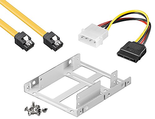 baytronic Einbauset doppelter Einbaurahmen für 2x 2,5" Festplatten / SSD's auf 3,5" Adapter Mounting Frame Halterung Schienen inkl. 30cm SATA Kabel + 4Pin Sata Adapter