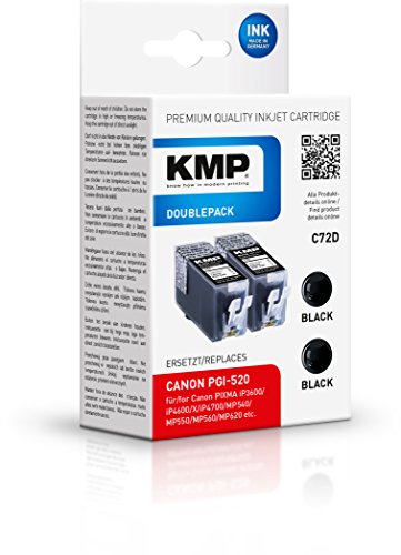 KMP Doublepack für Canon Pixma iP3600/iP4600, C72D, black pigmented