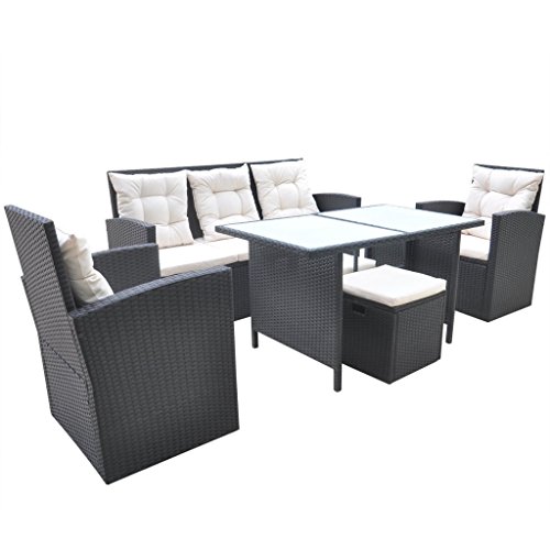 vidaXL 18tlg. Garten Set Poly Rattan Essgruppe Sitzgruppe Lounge Gartengarnitur Schwarz - 3