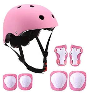 Adjustable Toddler Kids Helmet for Ages 3-8 Years Boys Girls, with Sports Protective Gear Set Knee Elbow Pads and Wrist Guards for Skateboard Bike Roller Skating Cycling Scooter Hiking Hoverboard