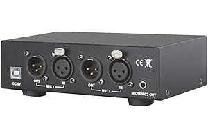 Yeruvce USB Dual Mixed Output Phantom Power Supply Audio Interface Metal for Condenser Microphones Music Recording Equipment