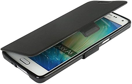 MTRONX Samsung Galaxy A5 (2015) Case, Magnetic Ultra Folio Flip Slim PU Leather Soft TPU Twill Case Cover with Stand for Samsung Galaxy A5 (2015) - Black(MS-BK)