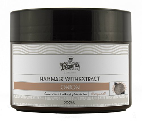 MI REBOTICA HAIR MASK WITH NATURAL ONIO EXTRACT, Nourishing mask formulated with onion extract, panthenol and shea butter actives that repair the hair fiber, strengthening and stimulating hair growth. It is the ideal complement for the Shampoo with onion extract of Mi Rebotica