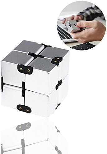 Infinite Cube Stress Relief and Anxiety Toys for Children and - Time Toys Infinity Cube for ADD, ADHD, Anxiety and Autism Adult and Child Cube (Silver)