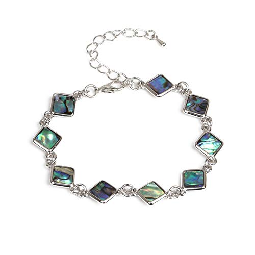 Preisvergleich Produktbild YIYIYYA Armband Mode Bunte Abalone Muschel Muschel Quadrat Geometrie Natürliche Handgemachte Armband Damen Armband Geburtstagsgeschenk