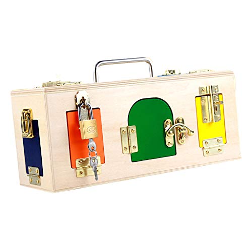 Homyl Jeu Educatif Boîte à Clés Puzzle en Bois Matériel Pratique Montessori Serrure Exercice Coordination Enfants