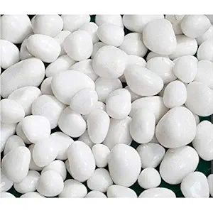 Creative Farmer 5Kg Glossy Stone Pebbles (White Color) Frabjous1 Decorative Itme Pebbles for?Bamboo Plants & All Purpose Pack