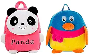 Blue Tree Soft Material School Bag For Kids Plush Backpack Cartoon Toy | Childrens Gifts Boy/Girl/Baby/ Decor School Bag For Kids(Age 2 to 6 Year) (Pack 2) (pinkPand02)