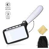 【Design Diseño liviano y ergonómico】: esta lupa led solo pesa 7 onzas, es fácil de sostener sin forzar los brazos y viene con un asa ergonómica antideslizante, lo que la hace ideal para un largo tiempo de lectura.