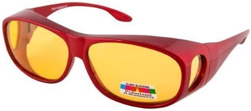 OPTICAID POLARISED LOW LIGHT SPORTS OVER GLASSES DESIGNED TO BE WORN OVER PRESCRIPTION GLASSES. DARK RED