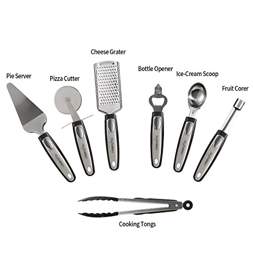 NexGadget Premium-25-Stücke Sets von Kochgeschirr mit Edelstahl und Nylon,Küchenhelfer-Set , Kochen Tools einschließlich Löffel, Turners, Tongs, Schneebesen, Schäler, Schaber, Messbecher und Löffel Nylon Kochutensilien 25 PCS - 3