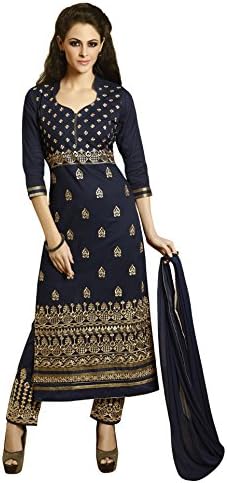 Kvsfab Women's Cotton Dress Material (701Ph-2_Free Size_Blue)