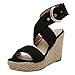Produktbild Heißer Frauen Sandalen für Frauen Flache Wedges Plateau liusdh,Women Ladies Fashion Casual Big Size Buckle Wedges Sandals Roman Shoes (BK,42)