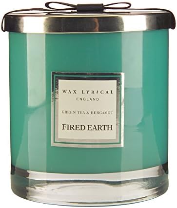 Fired Earth Large Candle Glass, Tea and Bergamot, Green Tea & Bergamot