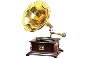ARTERAMEFERRO Grammofono con tromba in ottone HIS MASTER'S VOICE riproduzione quadrato