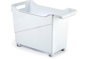 Acan Tradineur Chariot en plastique multi-usage avec roulettes et poignée n°3 Panier de rangement pour produits de nettoyage, salle de bain, cuisine, 26 x 18 x 38 cm Blanc