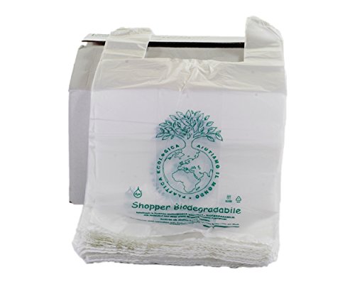 C.X.Y Lot de 500 sacs biodégradables et compostables avec anses, de petite taille, pour les courses 23 x 40 cm