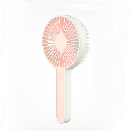 Moojay Ventiladores Portátiles USB Ventiladores de Mano Portátiles/de Escritorio de Uso Dual Recargables Portátiles, 3 Niveles de Ajuste de Volumen de Aire hasta 6 Horas de Conducción (Rosa)