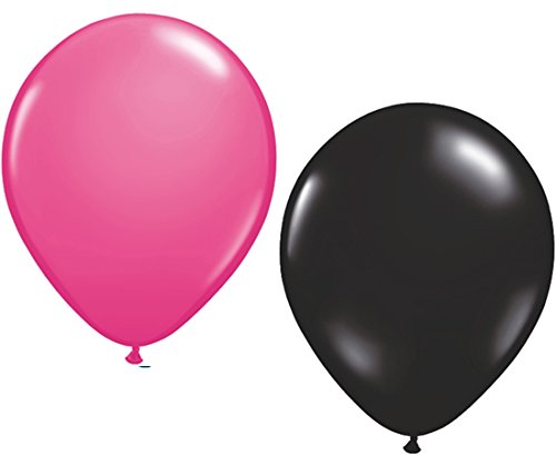 50 Luftballons je 25 x dunkel pink & schwarz Partyballons 27 cm Ø