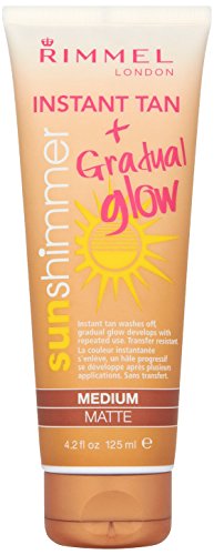 Rimmel London Sun Shimmer Medium Matte Waterproof Instant Tan Gradual Glow Tube - 125 ml