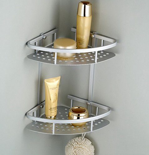 Restbuy Eckregal Bad Duschregal mit 2 Böden aus Aluminium 29 x 22 x 31cm - 5