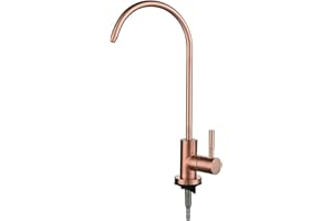 XDSMB Rose Gold Gooseneck Drinking Water Tap - Fits All Water Reverse Osmosis Systems, Single Cold Kitchen Tap