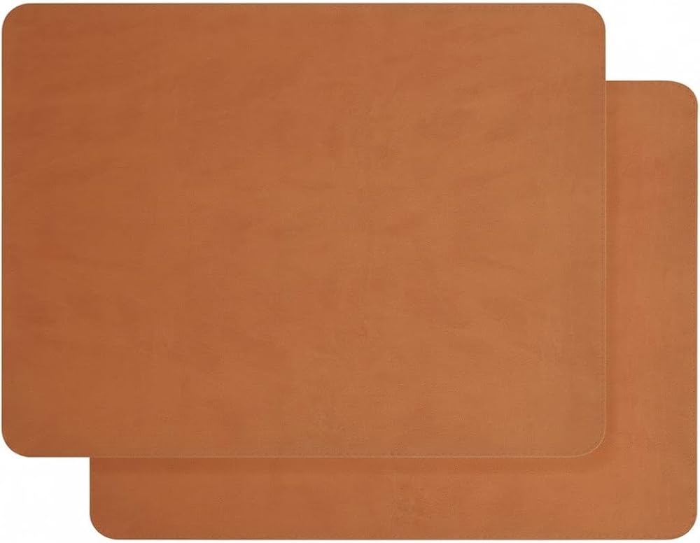 Orret Home 2 Adet Amerikan Servis – 44x35 cm Taba Renk Suni Deri Masa Altlığı, Su Geçirmez, Kaymaz, Isıya Dayanıklı Şık Sofra ve Masa Koruyucu Placemat Seti