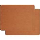 Orret Home 2 Adet Amerikan Servis &ndash; 44x35 cm Taba Renk Suni Deri Masa Altlığı, Su Ge&ccedil;irmez, Kaymaz, Isıya Dayanıklı Şık Sofra