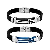 PiercingJ - Bijoux Bracelet en Caoutchouc Poli Croix Lien Poignet Chaine de Main