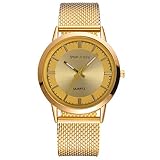 Armbanduhren Mode-Accessoires, Unisex Runden Zifferblatt Mesh Band r?mische Zahlen Quarzzeiger Business Armbanduhr - Golden