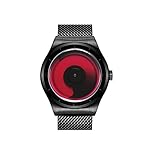 XINLEE Herrenuhr Quarzwerk Farbe rotierenden Gesicht solide Edelstahlband Quarzuhr, red