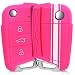 Produktbild kwmobile Autoschlüssel Hülle für VW Golf 7 MK7 - Silikon Schutzhülle Schlüsselhülle Cover für VW Golf 7 MK7 3-Tasten Autoschlüssel Weiß Pink