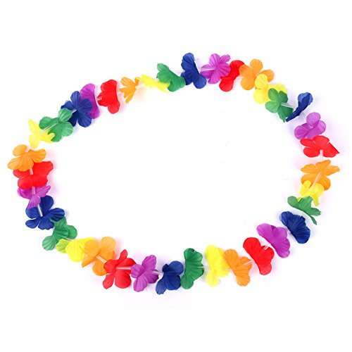 S/O 10er Pack Blumenkette Bunt einfarbige Blüten Blumenketten Hawaiikette Hawaiiketten Hawaii Kette Blume Bumen Halskette Halsketten Deko - 4