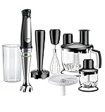 Braun Multiquick 7 MQ 7087X Mixeur plongeant avec technologie ActiveBlade, broyeur, fouet et robot de cuisine avec 11 accessoires Noir/acier inoxydable