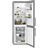 LowFrost-Technik AEG RCB53421LX Freistehende Kühl-Gefrierkombination / 1845 mm / Gefrierteil unten / 329 L / LowFrost - weniger Eisbildung / Farbe: Edelstahltürfronten, silberne Seitenwände