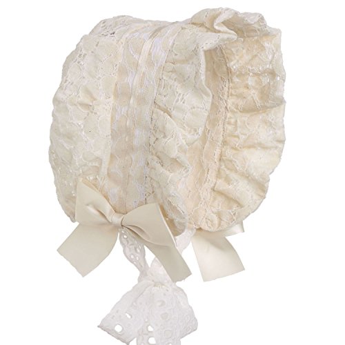 Hanakimi® Lace Royal Baby Bonnet Handmade (Newborn - 3 Years) (M/12M, Ivory)