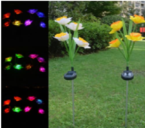 Gigawatts Daffodil Flower Shape Design Solar Powered LED Stake Lights with Warm Yellow Lighting Garden Decor Lamps Night Lantern