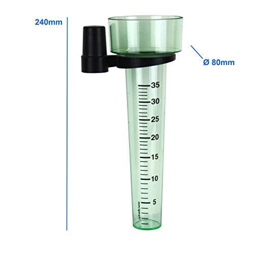 2 Stück Set Regenmesser Niederschlagsmesser mit Halter . Kunststoff Glas Farbe grün - 3