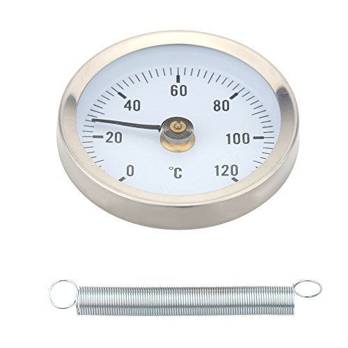 KKmoon 0-120 ° Bimetall Edelstahl Oberfläche Rohr Thermometer Clip on Temperaturanzeige mit Feder - 5