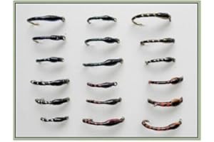 TROUTFLIESUK 18 Crisp Packet Buzzer Trout fishing flies - Mixed Colours,Choice (10/12)