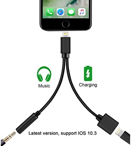 Lightning Adapter for iPhone 8, Asoon Lightning adapter for iPhone 7, Lightning to 3.5mm Headphone Jack Adapter, Supports IOS 11 or Later (Black)