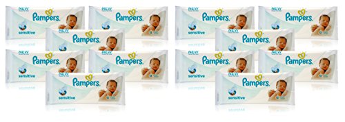 12x Pampers SENSITIVE BABY WIPES Handy Travel Size Convenience 12 WIPES PER PACK