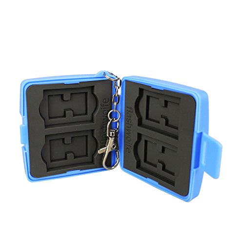 Flashwoife Turtle-SD4 staubabweisende Speicherkarten Etui Schutzbox für 4 Stück SDHC Cards Case in blau - 5
