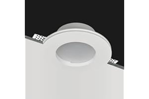 Eurekaled - Portafaretto in Gesso CERAMICO Tondo con vetro da Incasso per Controsoffitti con alette regolabili