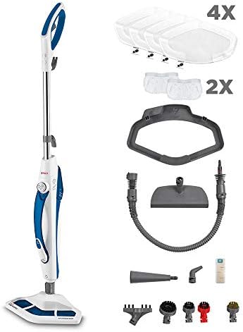 Polti Vaporetto SV460 Double, Scopa a Vapore 2 in 1 con Pulitore Portatile, Potenza Max 1500 W, 17 Accessori Inclusi, Riscaldamento in 15 Secondi, Serbatoio Estraibile, Bianco e Blu