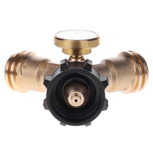 Preisvergleich Produktbild wangwtry Propan Y Splitter T Adapter mit Propan Tankanzeige Füllstandanzeiger Lecksucher Gasdruckmesser 1 männlich QCC und 2 Weibliche QCC Outdoor Gasherd Adapter