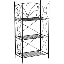 SONGMICS Étagère de Jardin, Porte-Plantes, 3 Niveaux, en Fer, Style rétro, Noir GFS102B