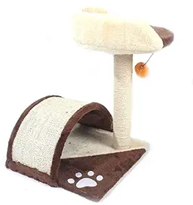 Pet Needs Sisal Hemp Cat Climb Tower Tree-Brown Beige-Small