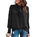 Produktbild Langarmshirt Damen, Sunday Frauen Beiläufige Chiffon Lange Hülsen Feste Bogen Oberseiten T-Shirt Bluse Sommer Frühlings Tägliche Strand Langarm Hülsen Hemd (Schwarz, S)